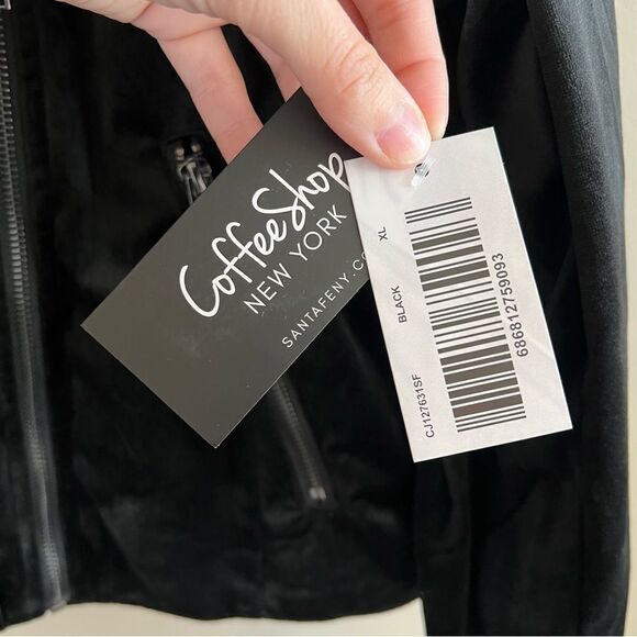 ✨ CoffeeShop New York Black Velvet Moto Jacket XL NWT - Picture 4 of 12
